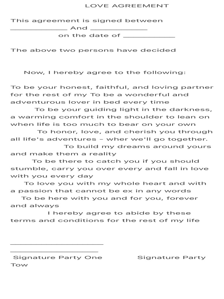 Love Agreement | PDF