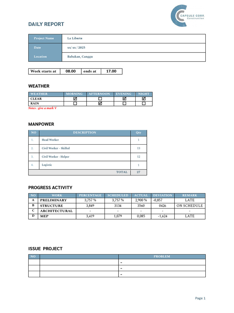 Daily Report (Example NEW) | PDF