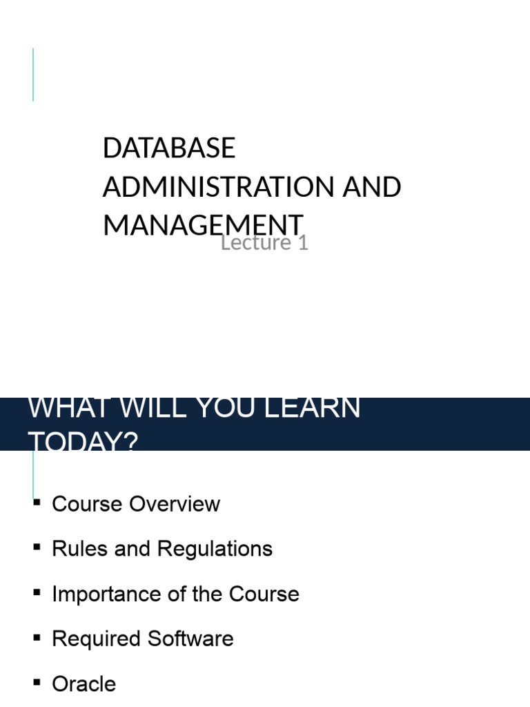 Database Administration Management | PDF