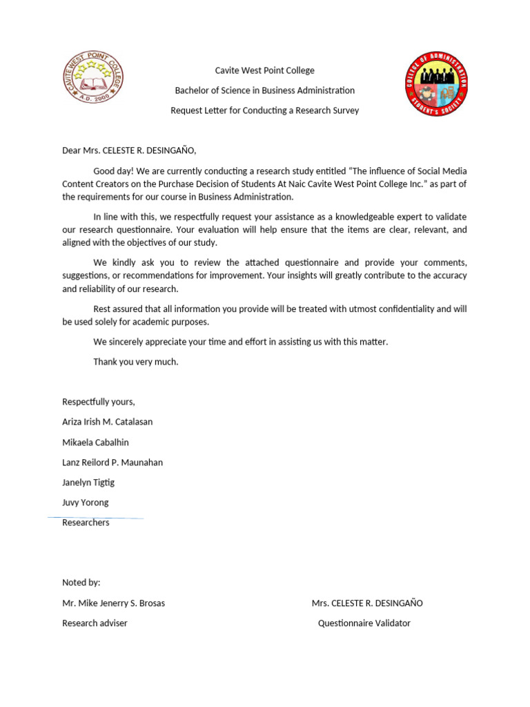 Cavite West Point College Validation Letter | PDF