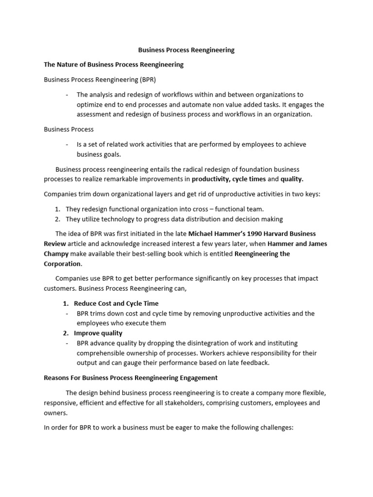 Business Process Reengineering | PDF | Business Process | Business