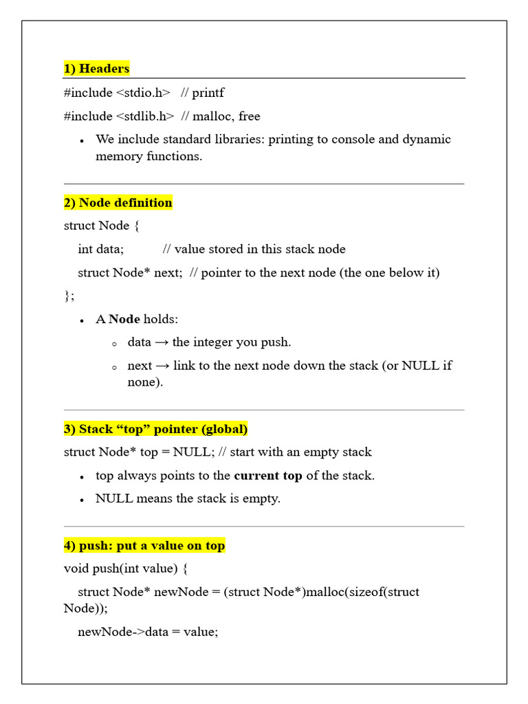 Stack Using Linked List | PDF