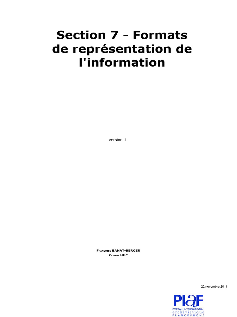7 - Formats de Représentation de L'information | PDF | Codage des ...
