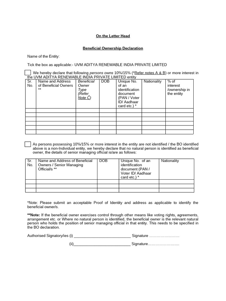 BO Declaration | PDF