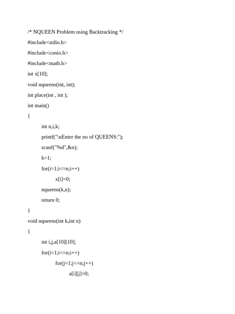 Nqueen Program 2 | PDF