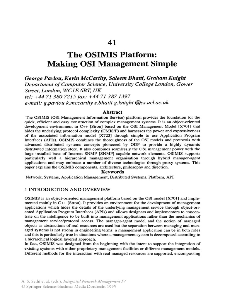 The OSIMIS Platform Making OSI Managemen | PDF | Osi Model | Computing