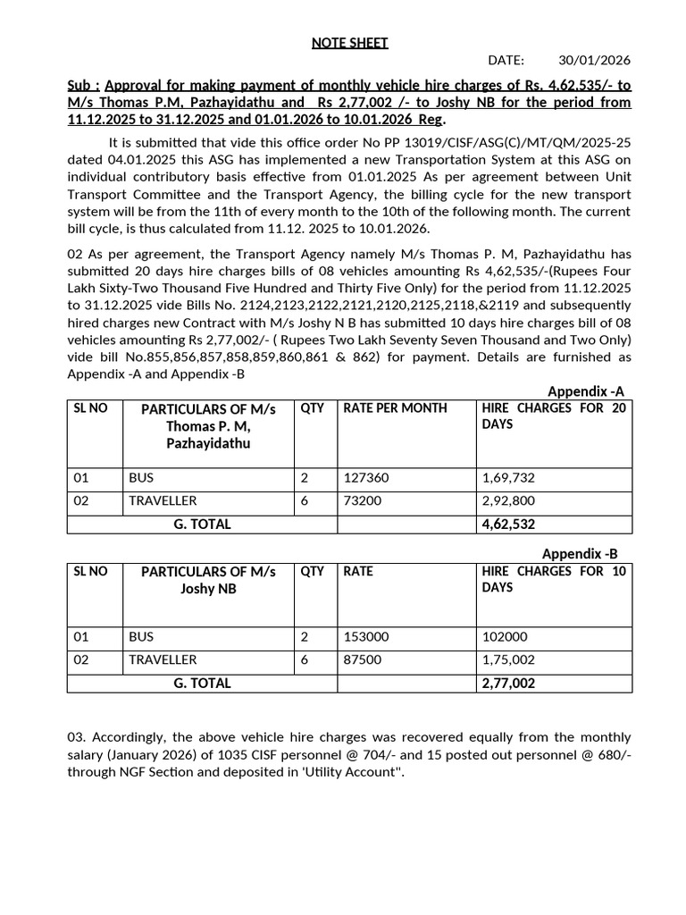 Note Sheet Payment | PDF