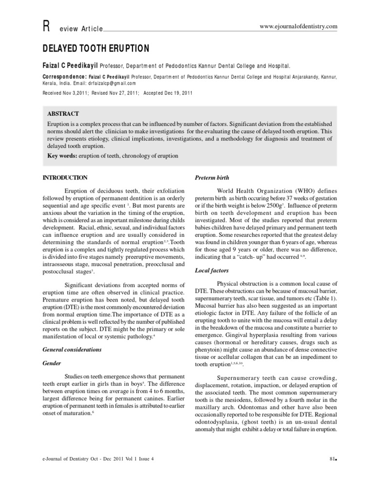 Tooth Eruption | PDF | Tooth | Dentistry