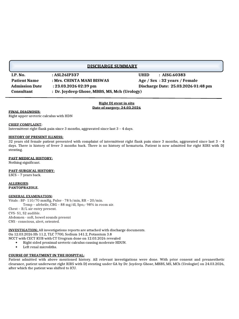 Chinta Mani Biswas - Rirs J | PDF | Urology | Clinical Medicine
