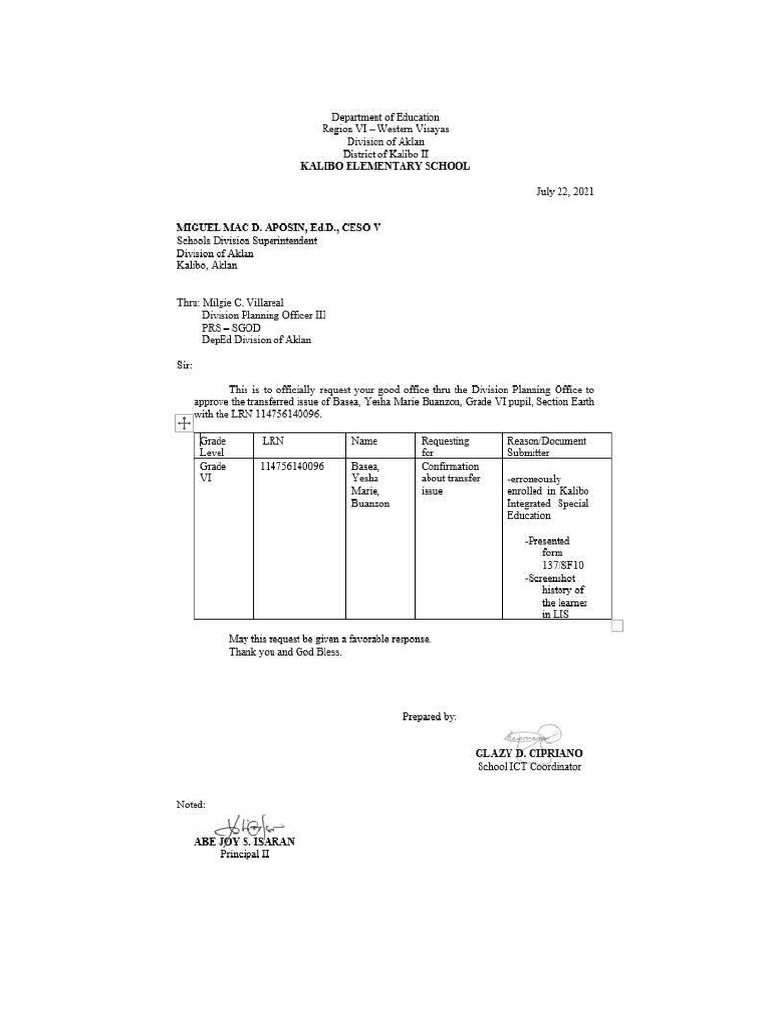 LIS 2019 Request | PDF