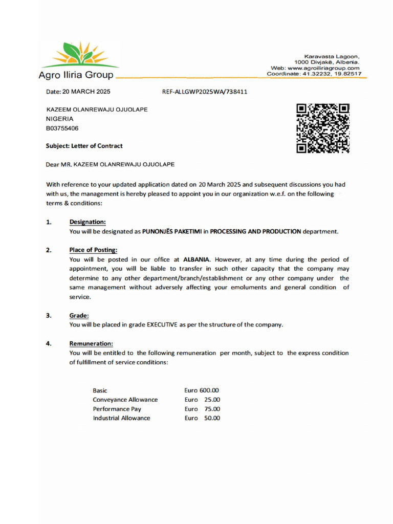 Offer Letter | PDF