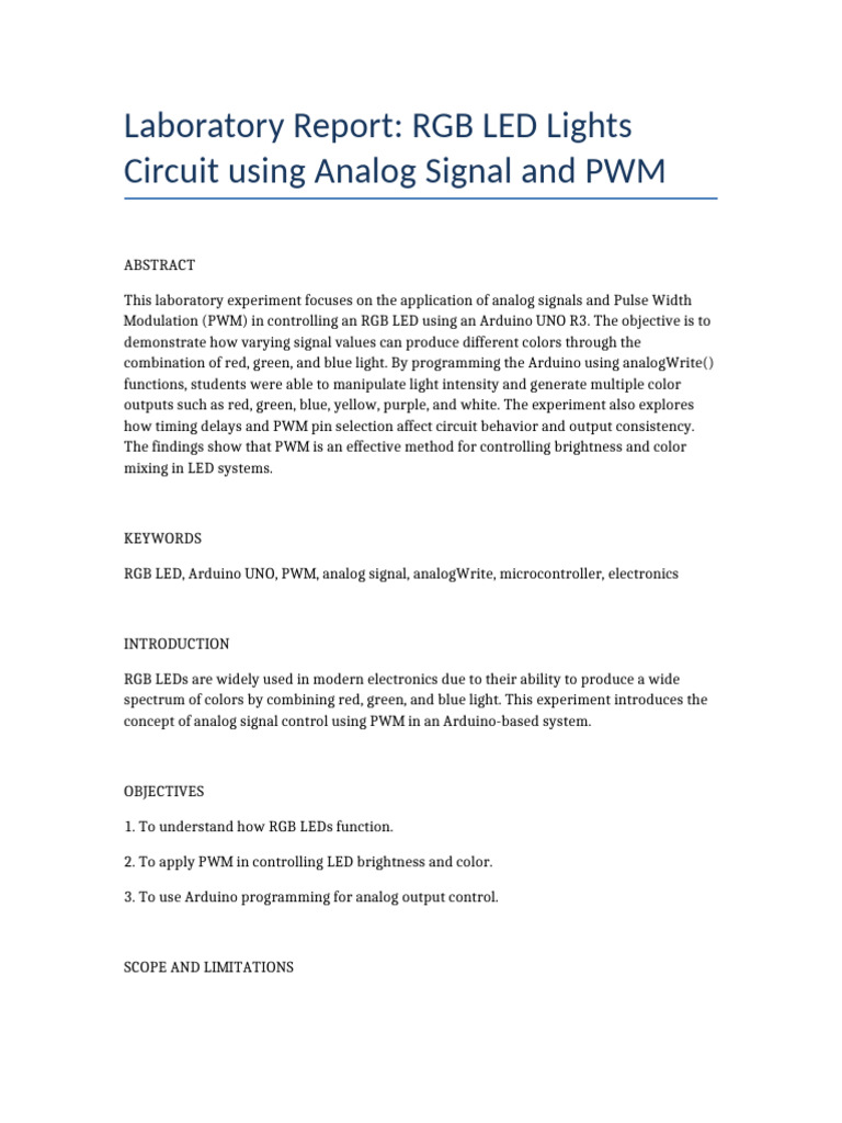 RGB Led Lab Report | PDF