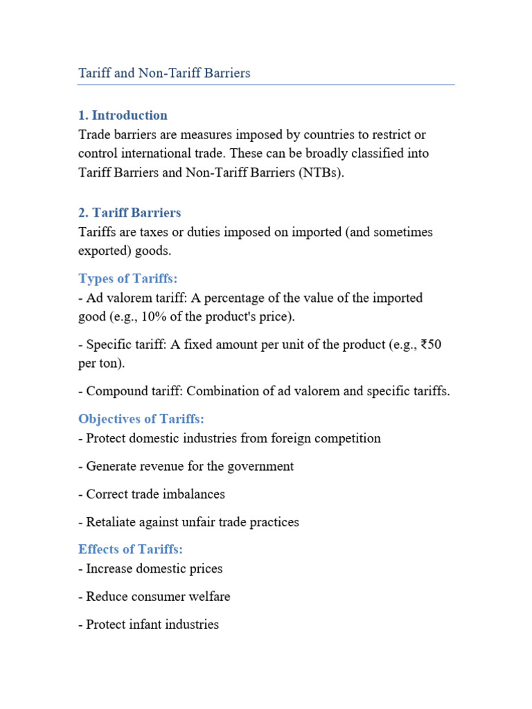 Tariff and Non Tariff Barriers | PDF