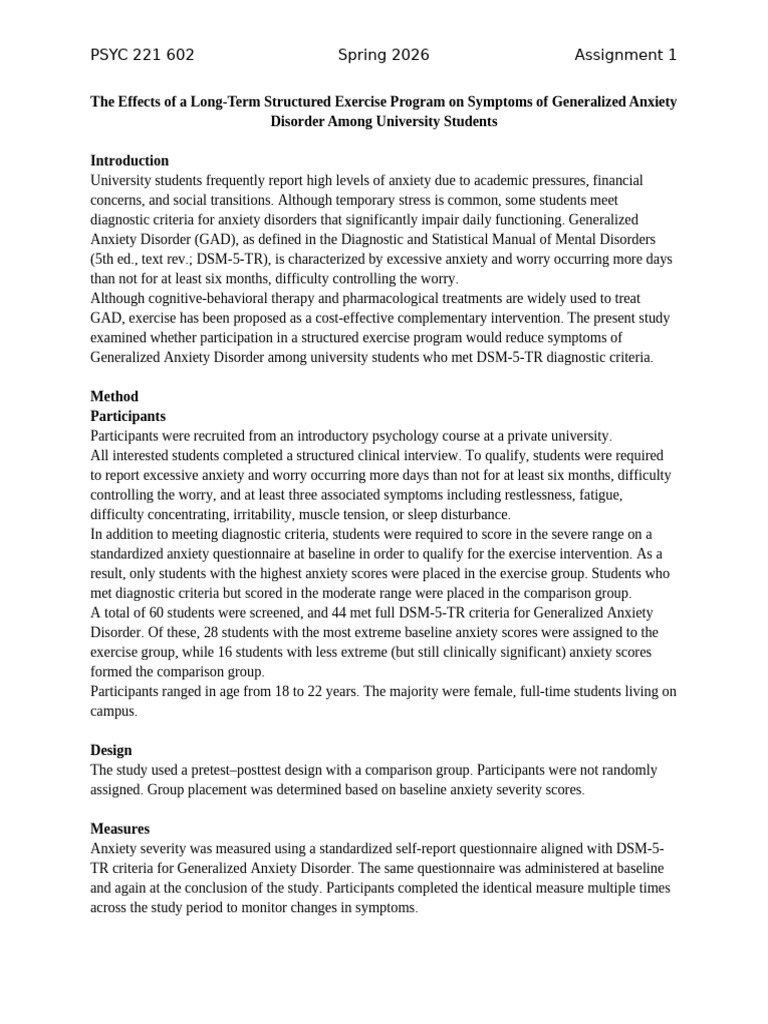 The Effects of A Long-Term Structured Exercise Program On Symptoms of ...