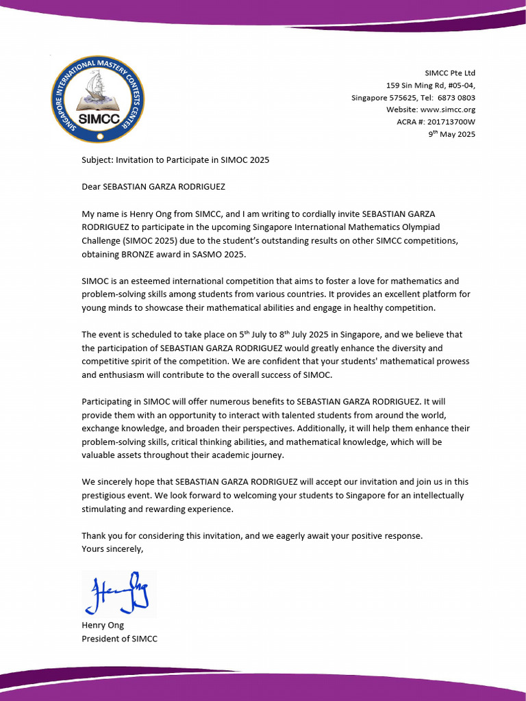 272 - Invitation Letter SIMOC 2025 | PDF