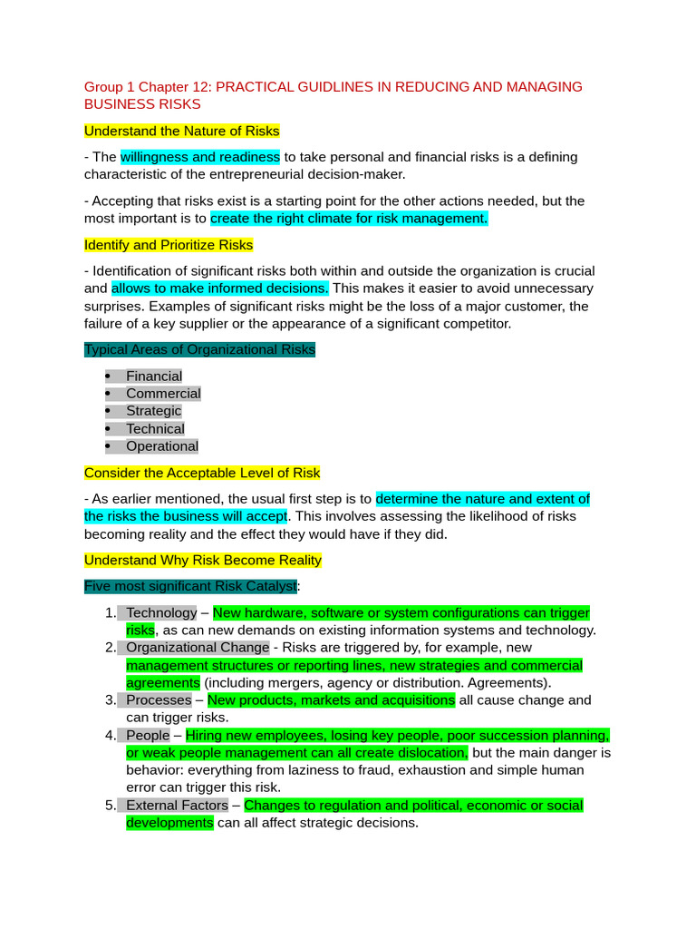 Risk Mangement Reviewer | PDF
