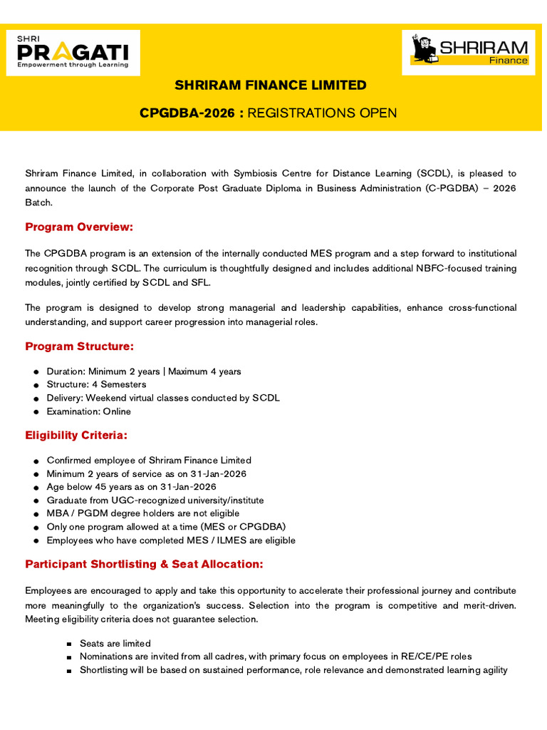 CPGDBA 2026 Program Circular | PDF