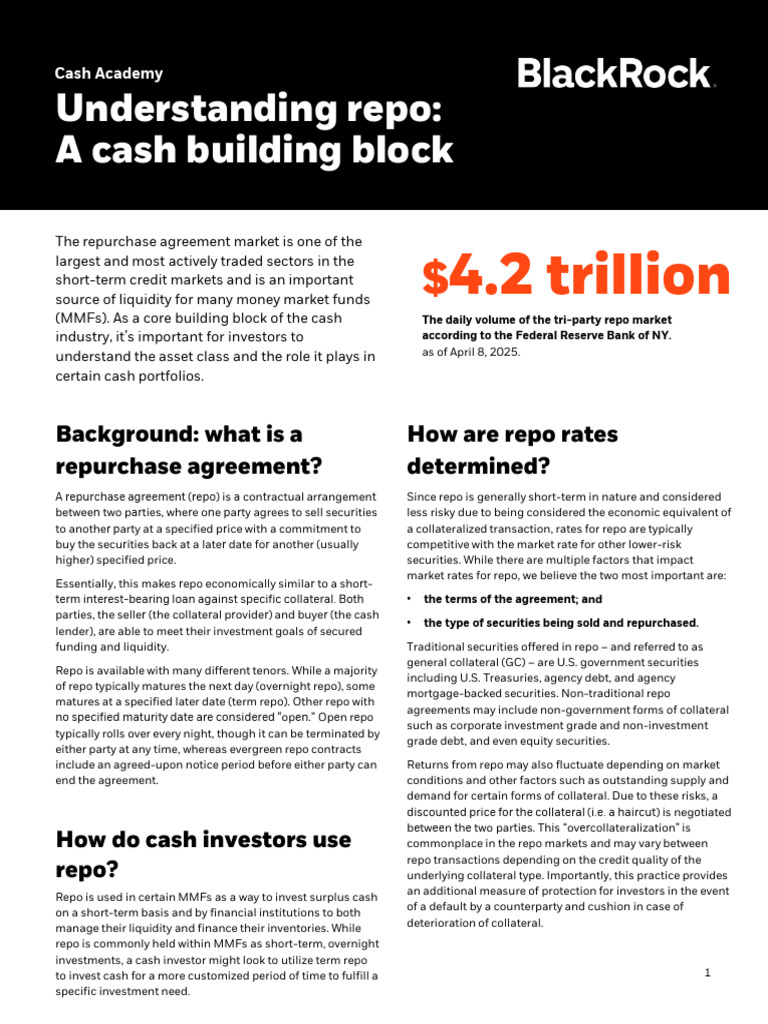 Understanding Repo A Cash Building Block Us | PDF | Repurchase ...