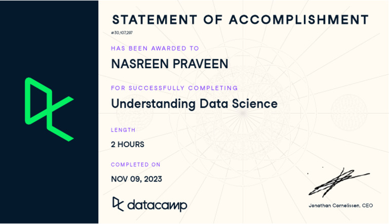 DataCamp (DataScience) Nasreen | PDF