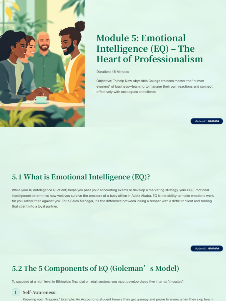 Module 5 Emotional Intelligence EQ The Heart of Professionalism | PDF ...