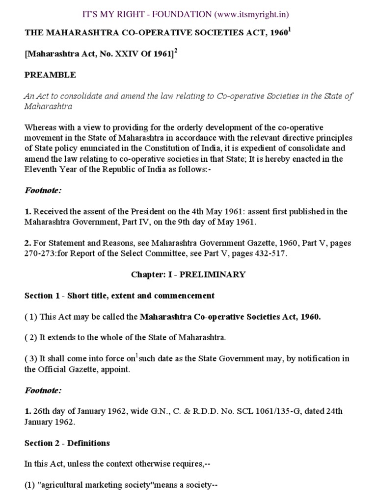 Mcs Act 1960 Compiled Pdf By Law Cooperative