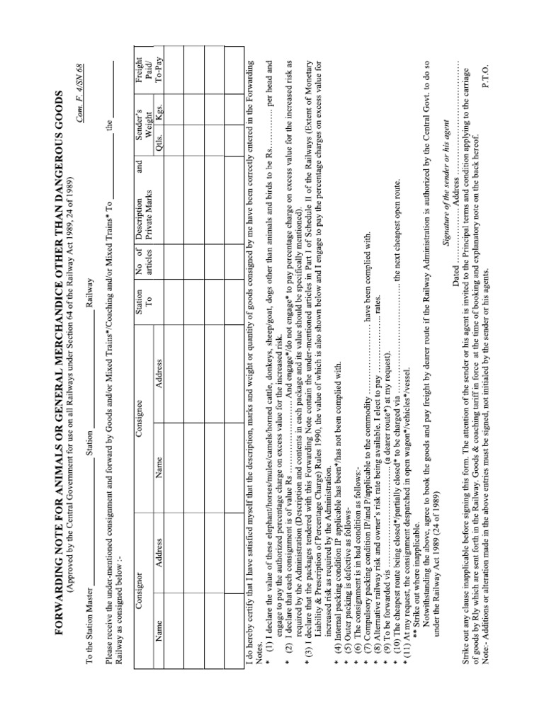 Forwarding Note | PDF