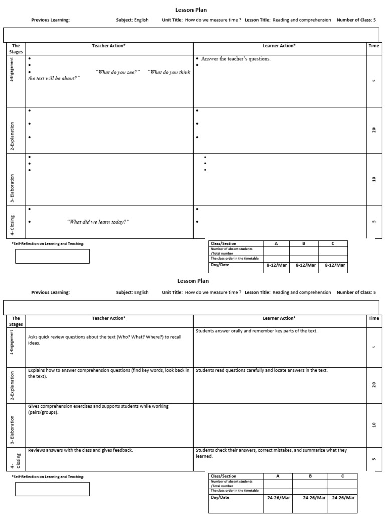 Lesson Plan - Week 7-8 | PDF | Reading Comprehension | Cognition