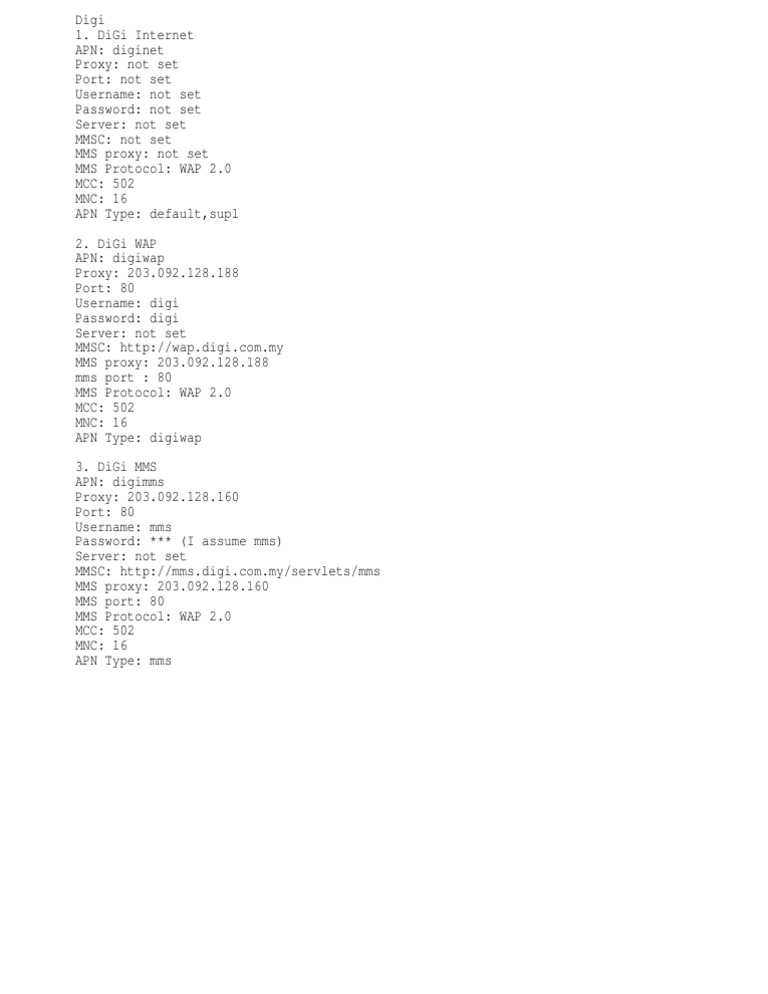 Digi Apn Setting Pdf