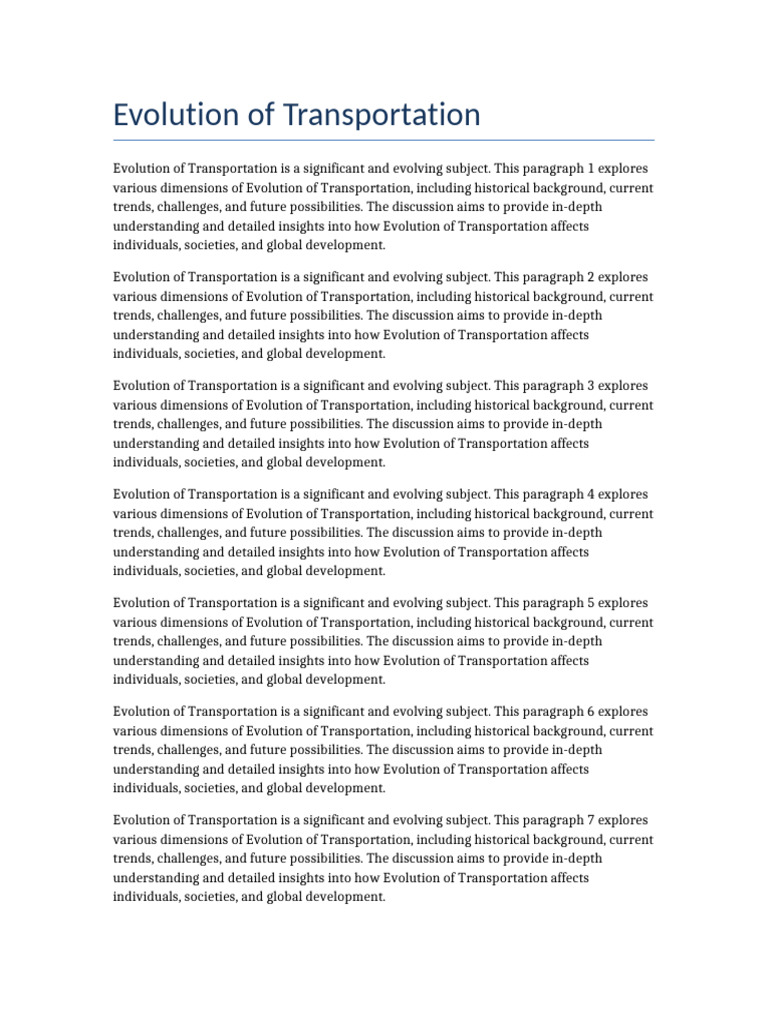 Evolution of Transportation New | PDF | Biological Evolution | Biology
