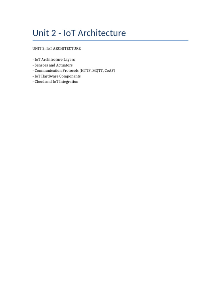 Unit 2 - IoT Architecture | PDF