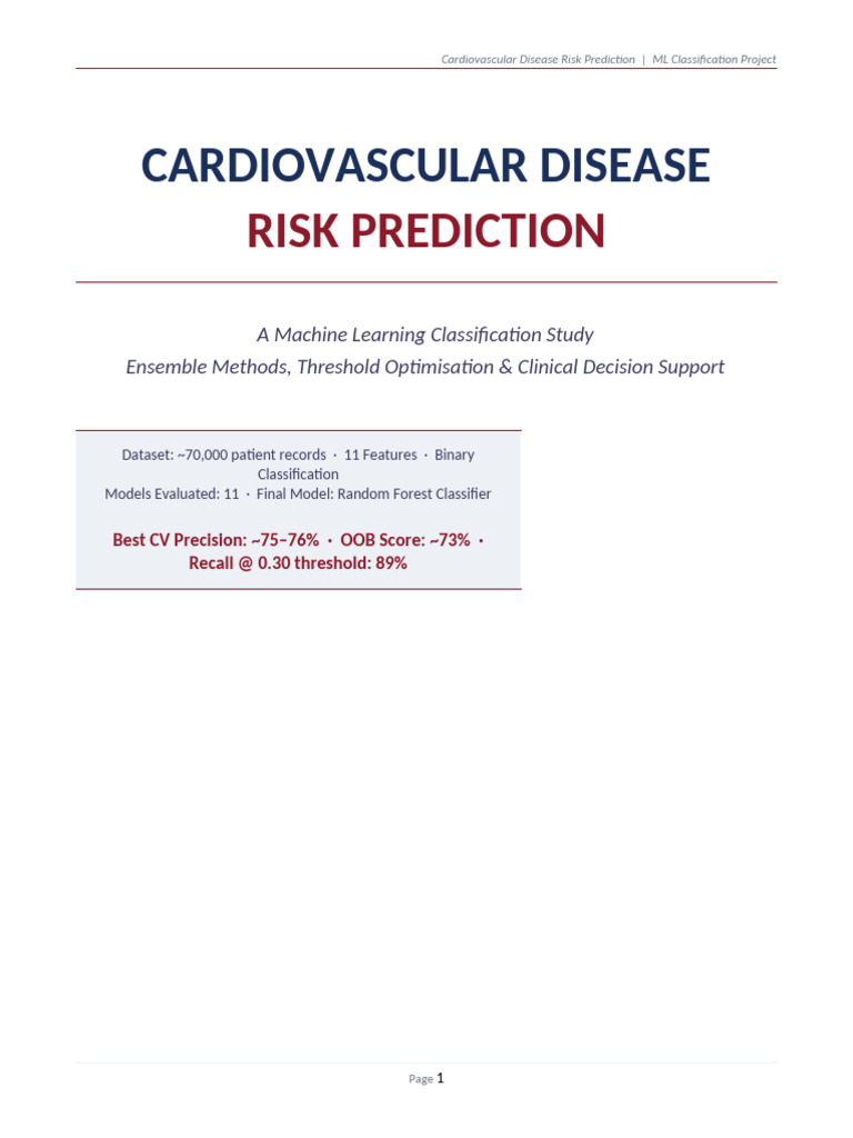 Cardiovascular Disease Prediction FINAL | PDF