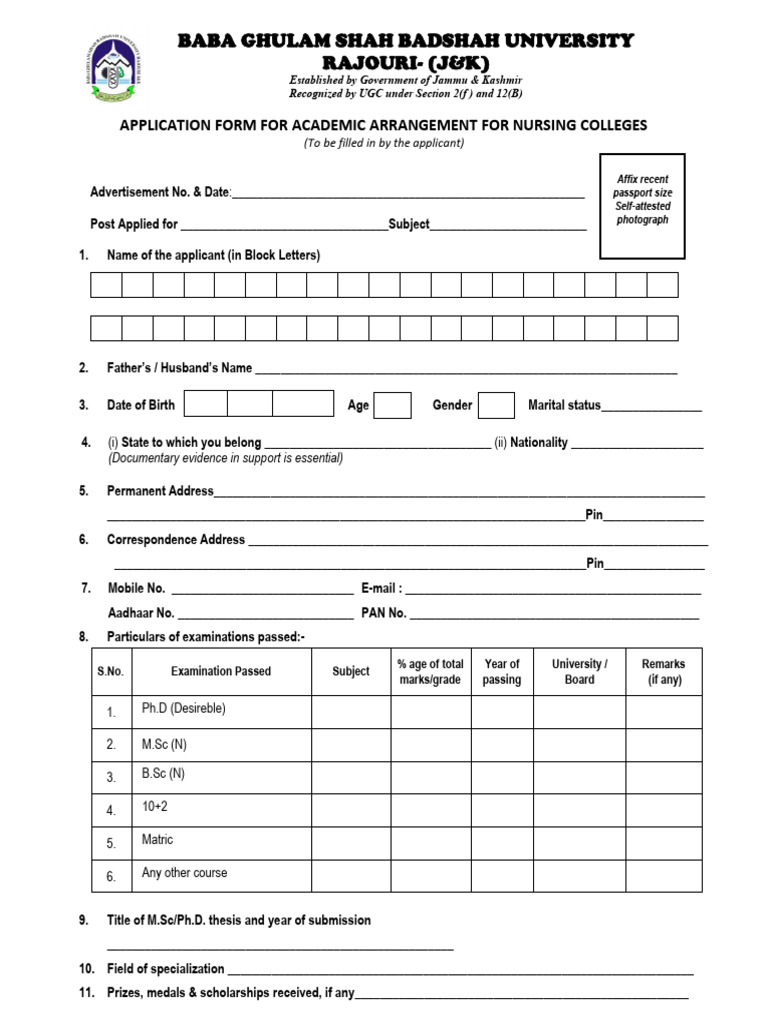 Nursing Form Revised 2026 | PDF