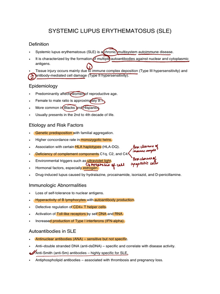Systemic Lupus Erythematosus SLE Pathology | PDF | Human Diseases And ...