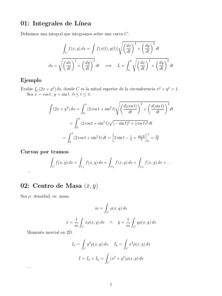 Integral de Linea Resumen | PDF