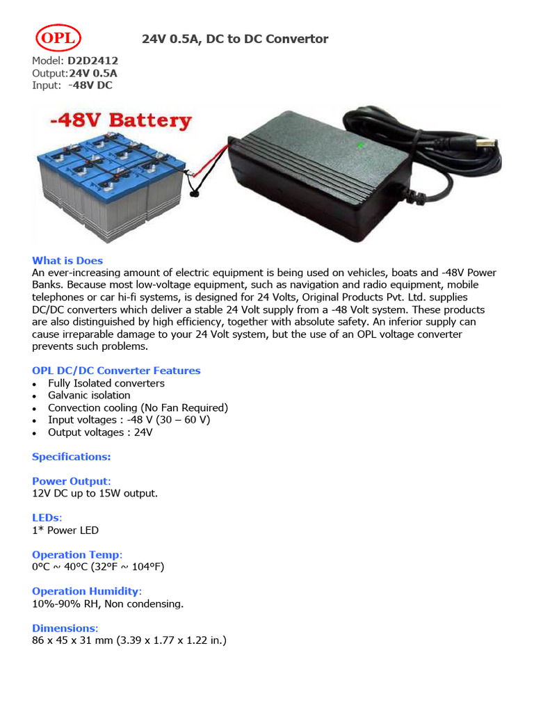 d2d2412 48v To 24v 0 5a 15w Max 48v DC Convertor | PDF