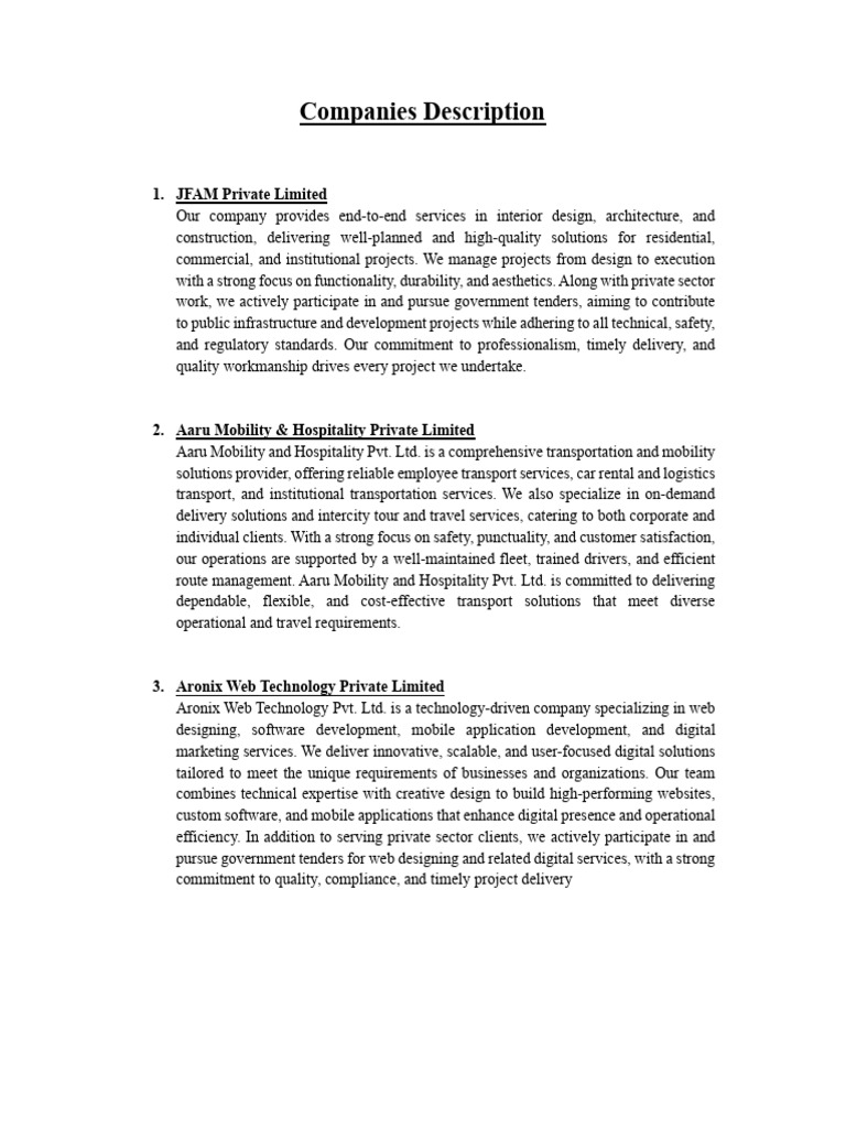 Companies Description | PDF