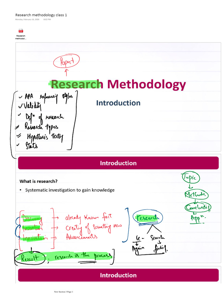 0293d8249e4dc-Research Methodology Class 1 Notes - 16 FEB 2026 | PDF