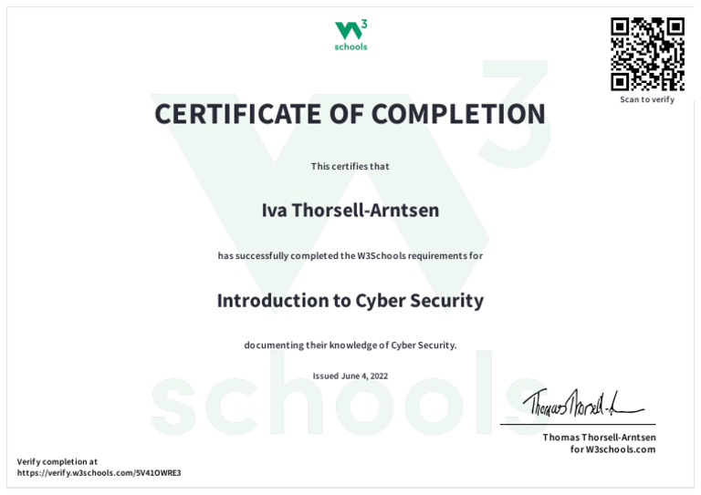 Certificate of Completion Cyber Security | PDF