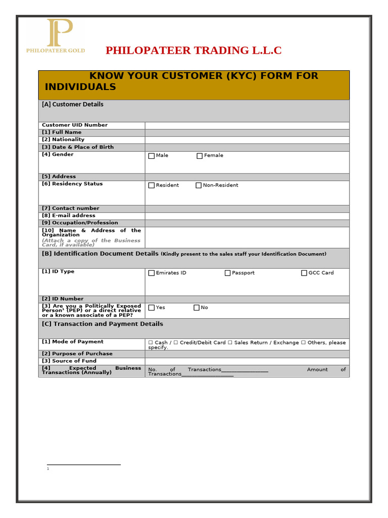 Kyc Form For Individual | PDF