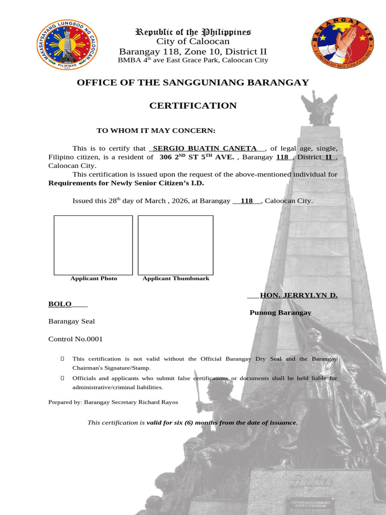 New Barangay Certificate - Template | PDF | Government | Justice