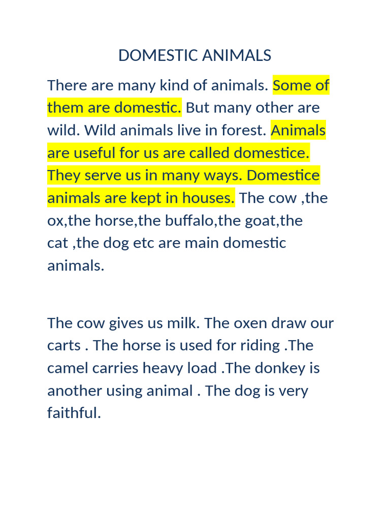 Domestic Animals | PDF