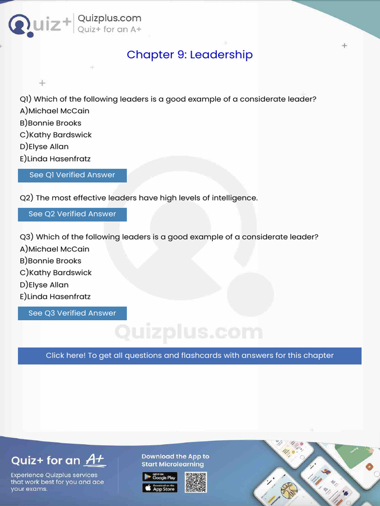 Which of the Following Leaders is a Good Example of a Considerate ...