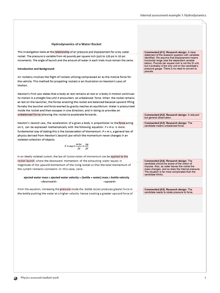 PHYSICS IA 01 Annotations en | PDF | Force | Momentum