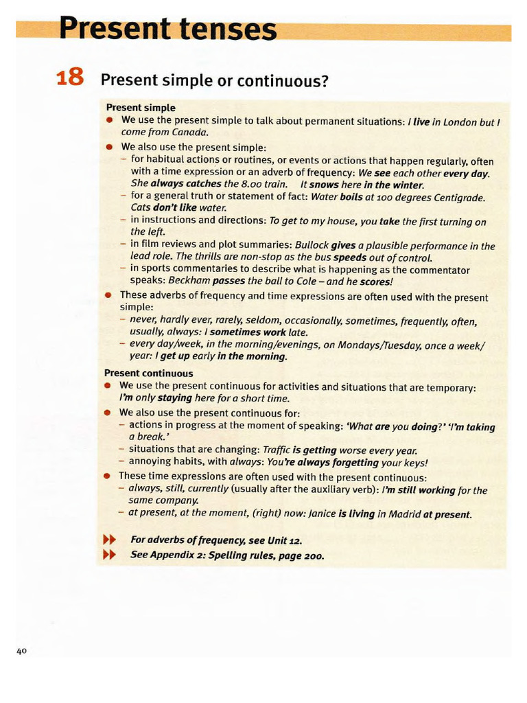 Present Tenses | PDF