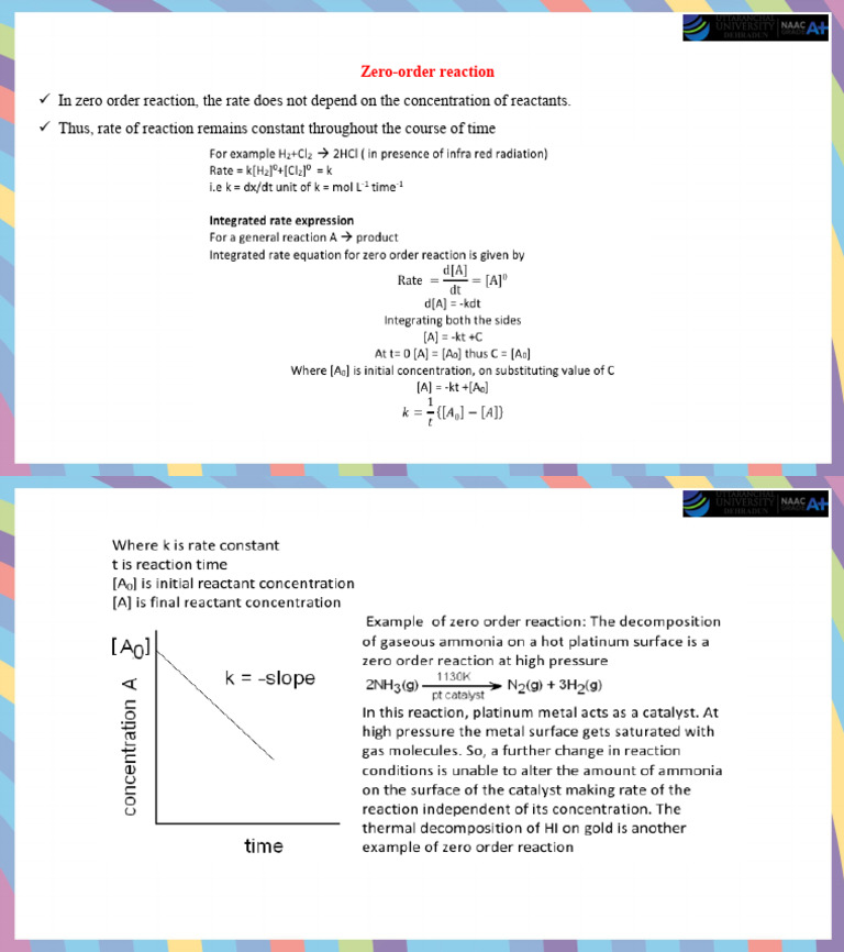Zero Order Reaction | PDF