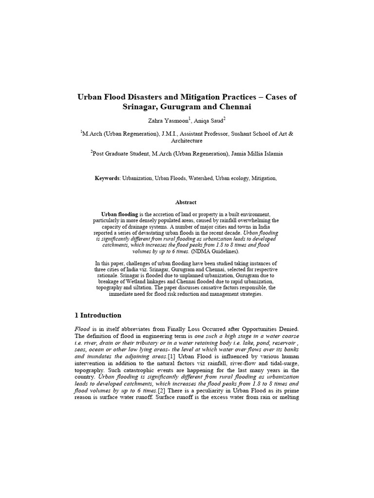 Urban Flood Disasters and Mitigation Pra | PDF
