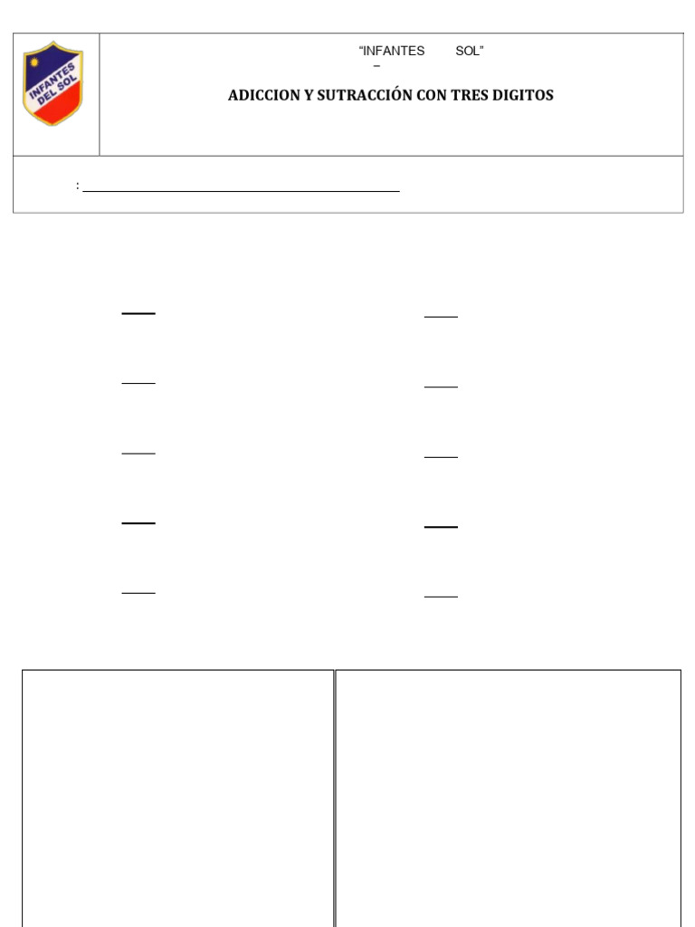 Prueba Sumas y Restas 3 Digitos 4 Basico | PDF