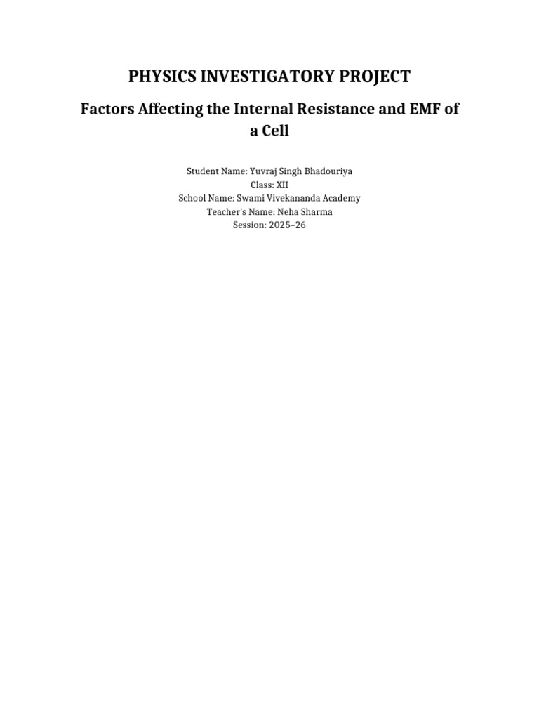 Physics Investigatory Project Yuvraj | PDF | Electrode | Electrical ...