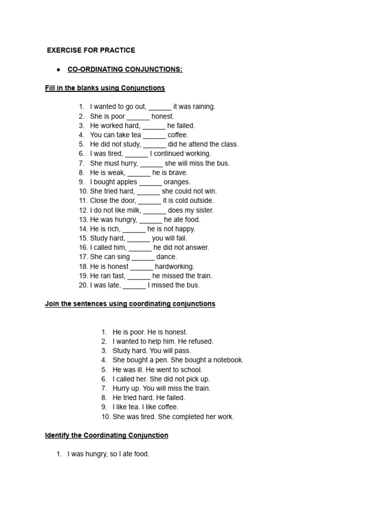 Conjunction Exercise | PDF