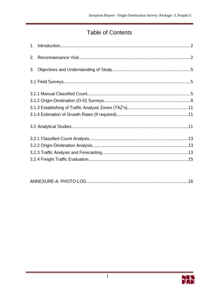 NTRC Draft Inception Report (Package-3 Punjab) | PDF | Traffic | Transport